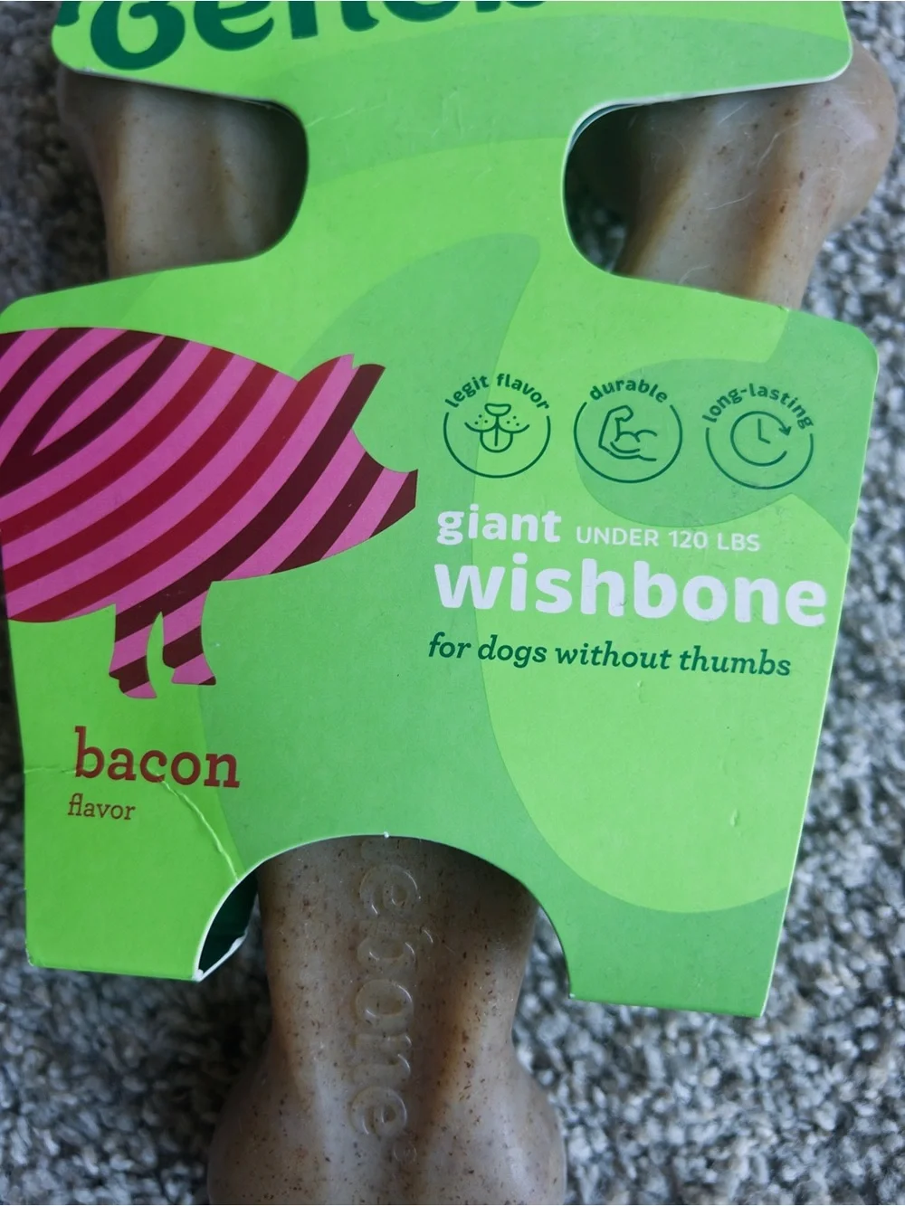 Giant Wishbone Bacon Flavor Chew Toy - Brown